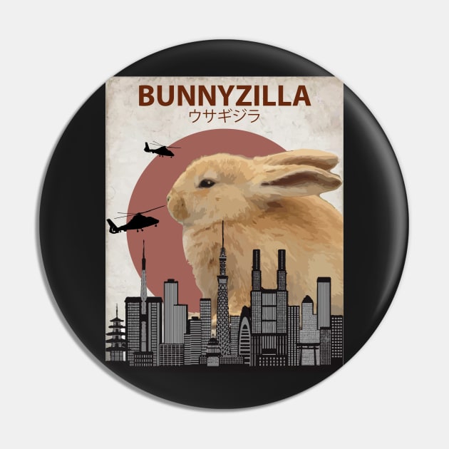 Bunnyzilla - Giant Bunny Rabbit Pin by Animalzilla