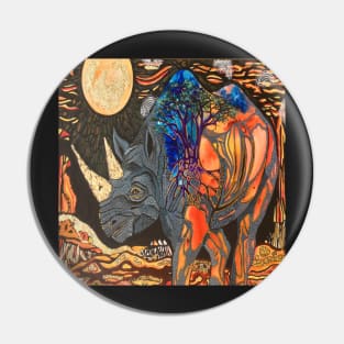 Rhino moon Pin