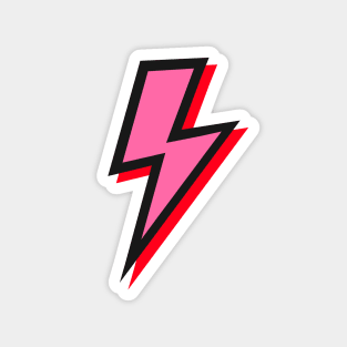 Pink and Red Lightning Bolts with Black Outline Magnet