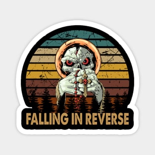 skull retro vintage falling in reverse tour text white black shirt gift fans logo text Magnet