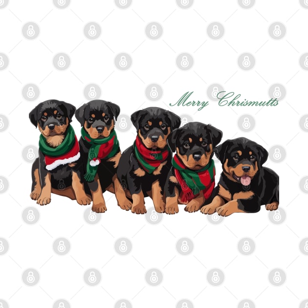 Merry Chrismutts Dog Family Holiday Greeting by taiche