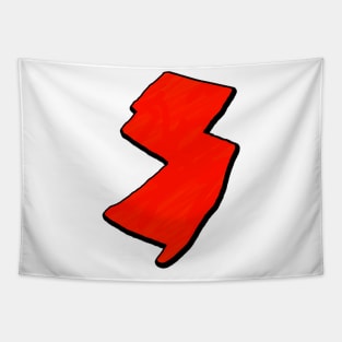Bright Red New Jersey Outline Tapestry