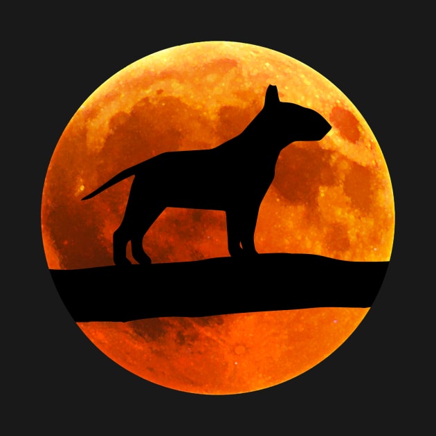 Bull Terrier Dog Silhouette Moon by T-shirt verkaufen