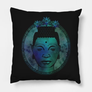 Gautama Buddha Portrait Galaxy Pillow