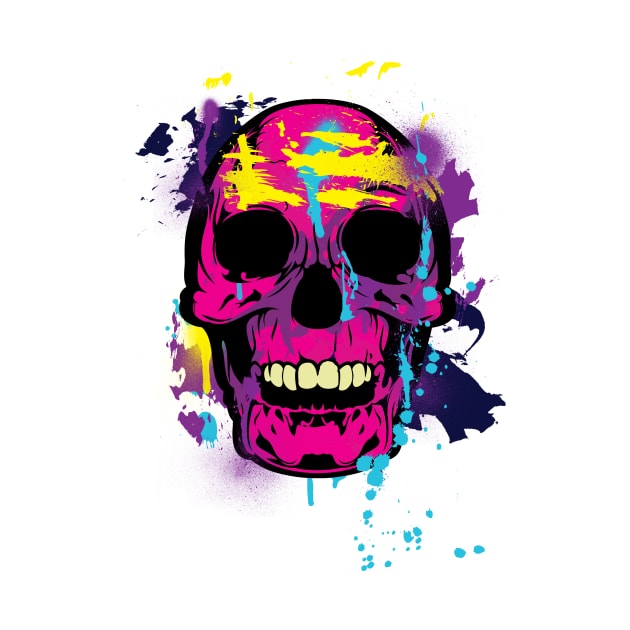 Skull neon spray paint and strokes by ddtk