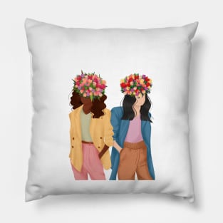 Tulip Girls Illustration 4 Pillow