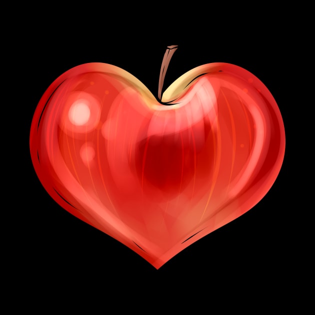 Apple In Heart Shape - Vegetarian - Go Vegan by SinBle