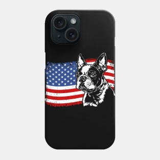 Proud Boston Terrier American Flag patriotic dog Phone Case