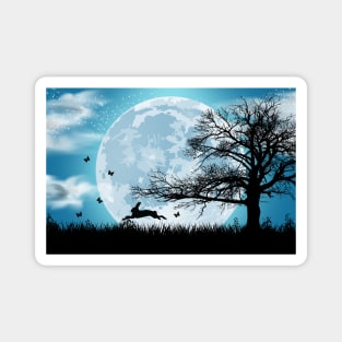 Mystical Moon with Rabbit Silhouette Magnet