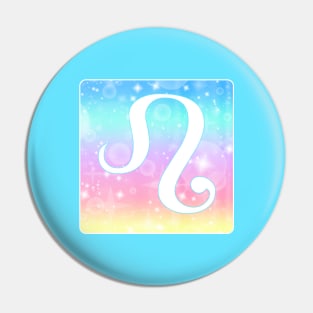 Leo Horoscope Zodiac Unicorn Sparkle Square Monogram Pin