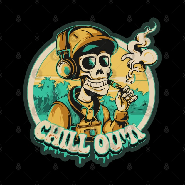 Hip Hop Skull Chill Out Artwork smoking weed by diegotorres