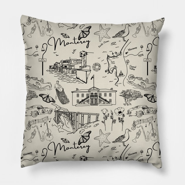 Monterey All Over Print Pillow by Slightly Unhinged