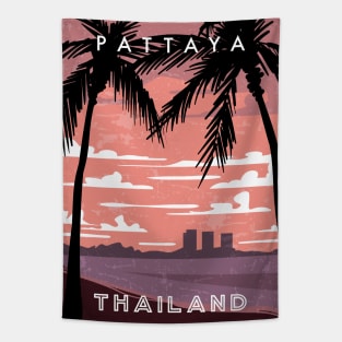 Pattaya, Thailand. Retro travel poster Tapestry