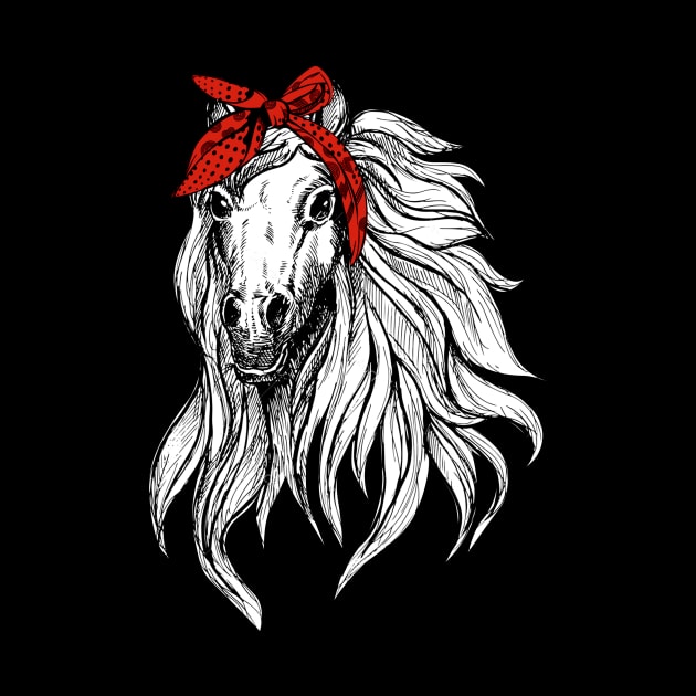 Horse Bandana T Shirt for Horseback Riding Horse Lover by Walkowiakvandersteen