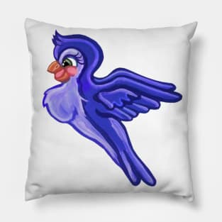 Flying Indigo Cartoon Bird Pillow