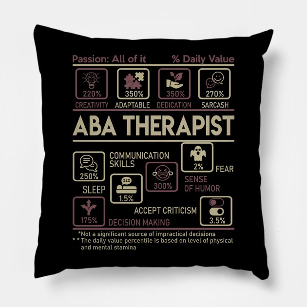 Aba Therapist T Shirt - Multitasking Daily Value Gift Item Tee Pillow by candicekeely6155