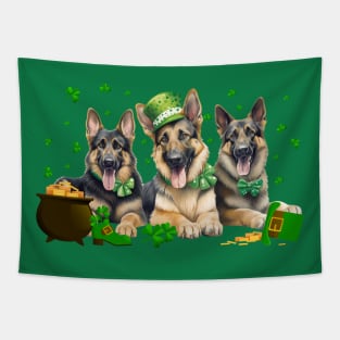 My German Shepherd Is My Lucky Charm St Patricks Day Tapestry