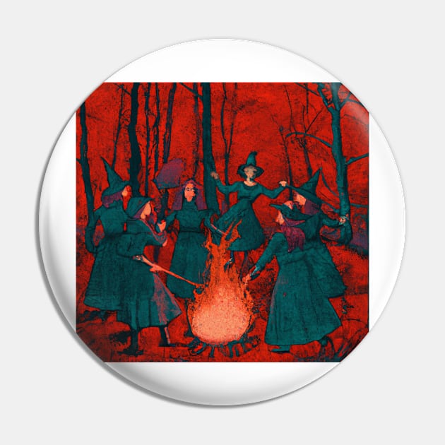 Coven of Witches around the Fire Pin by soulfulprintss8