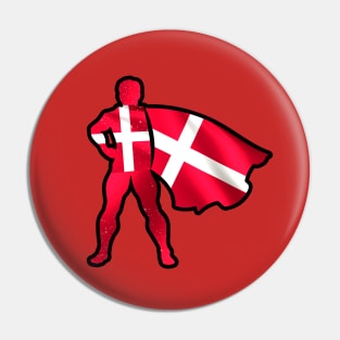 Denmark Hero Wearing Cape of Danish Flag Hope and Peace Unite in Denmark Pin