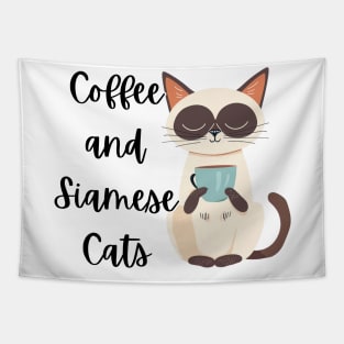 coffee and siamese cats Tapestry