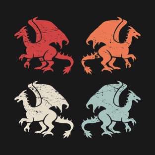 Retro Vintage Dragon Icons T-Shirt