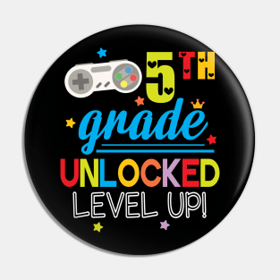 Gamer Students 5th Grade Unlocked Level Up Back To School Pin