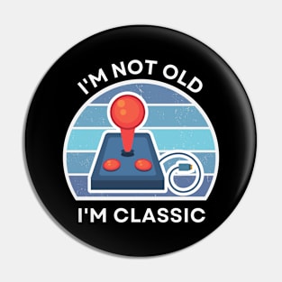 I'm not old, I'm Classic | Joystick | Retro Hardware | Vintage Sunset | '80s '90s Video Gaming Pin