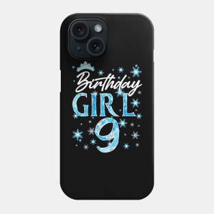 Winter Onederland 9th Birthday Girl Snowflake B-day Gift For Girls Kids Toddlers Phone Case