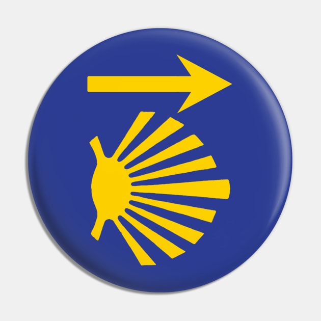 Camino de Santiago de Compostela Yellow Scallop Shell and Arrow Pin by Brasilia Catholic