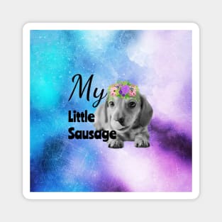 My Little Sausage Dachshund Puppy Distressed Watercolour Magnet