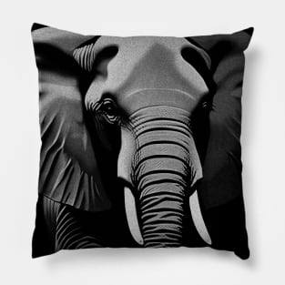 High Contrast Black and White Elephant Digital Portrait (MD23Ar035d) Pillow