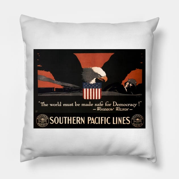 Southern Pacific Lines American War Eagle Vintage Railway Pillow by vintageposters