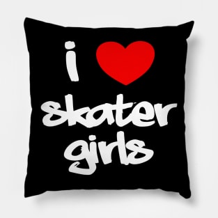 I Heart Skater Girls (Graffiti, white text) Pillow