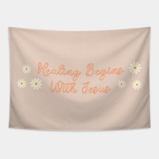 Healing Begins With Jesus - Christian Designs Tapestry