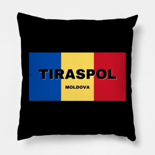 Tiraspol City in Moldovan Flag Colors Pillow