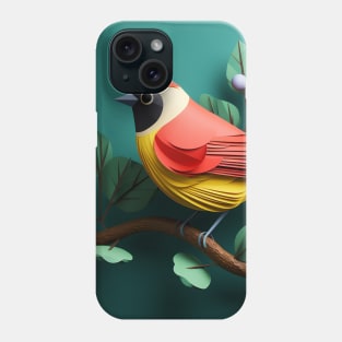 Papercraft Christmas Bird green Phone Case