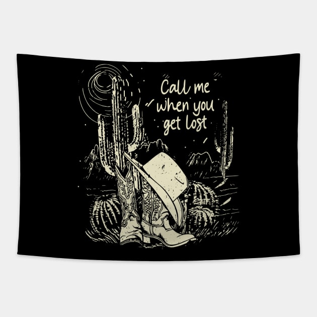 Call Me When You Get Lost Hat Cowboys Cactus Tapestry by Beetle Golf