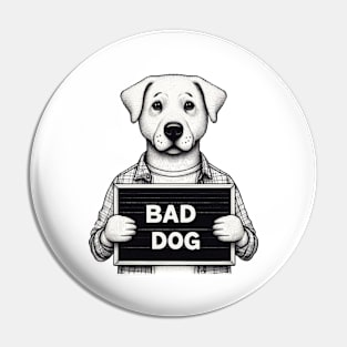 Illustrated Bad Dog Jail Mugshot Pin