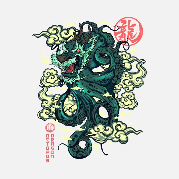 Green Dragon Octopus by pilipsjanuariusDesign