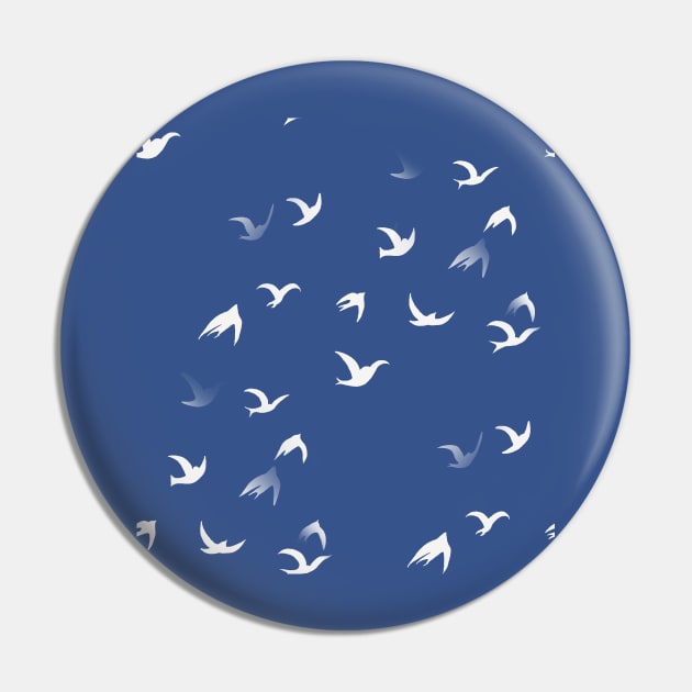 Flying Free Birds Silhouette In White Pin by taiche