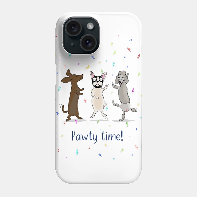 Dancing Dogs Print - Pawty Time! Phone Case by Maddybennettart