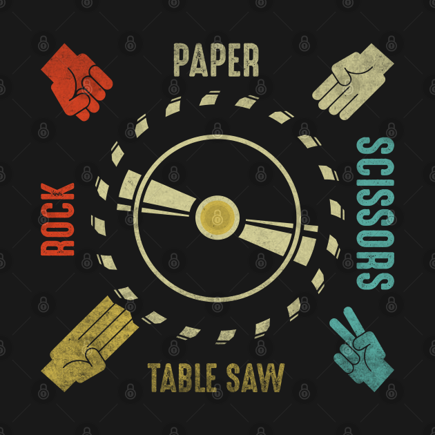 Funny Rock Paper Scissors Table Saw Carpenter Tools Joke Rock Paper