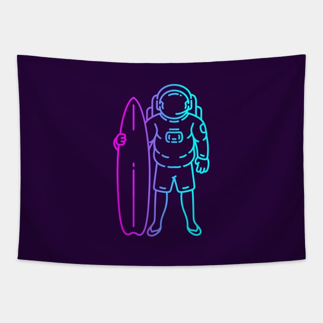 Surfing Astronaut Tapestry by VEKTORKITA