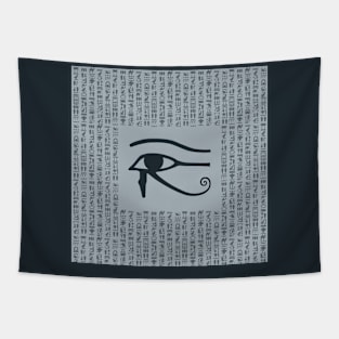 Eye of Horus, ancient Egypt, hieroglyphs, vintage look, blue Tapestry