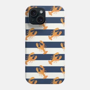 Yellow lobsters and navy stripes Phone Case