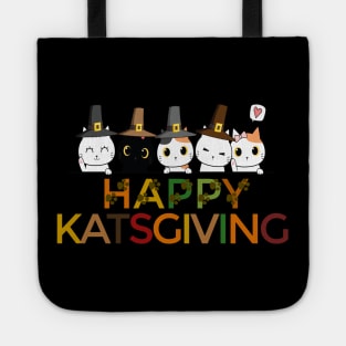 Happy Katsgiving Thanksgiving Cats Lovers Pilgrim Hat Tote