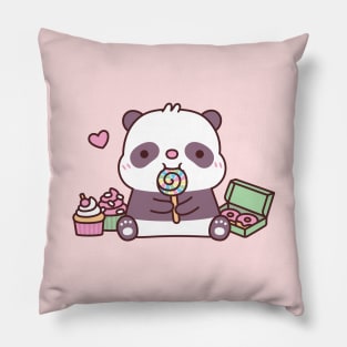 Panda With Lollopop Sweet Tooth Pillow