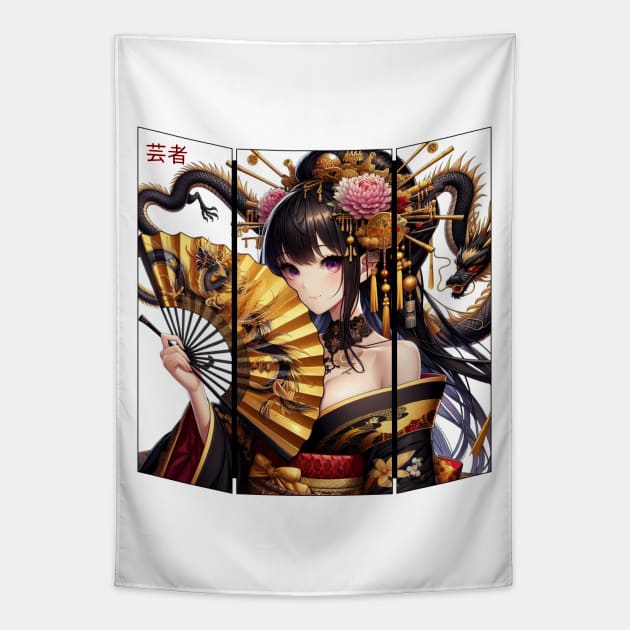 Geisha Dragon Lady Tapestry by PlayfulPandaDesigns