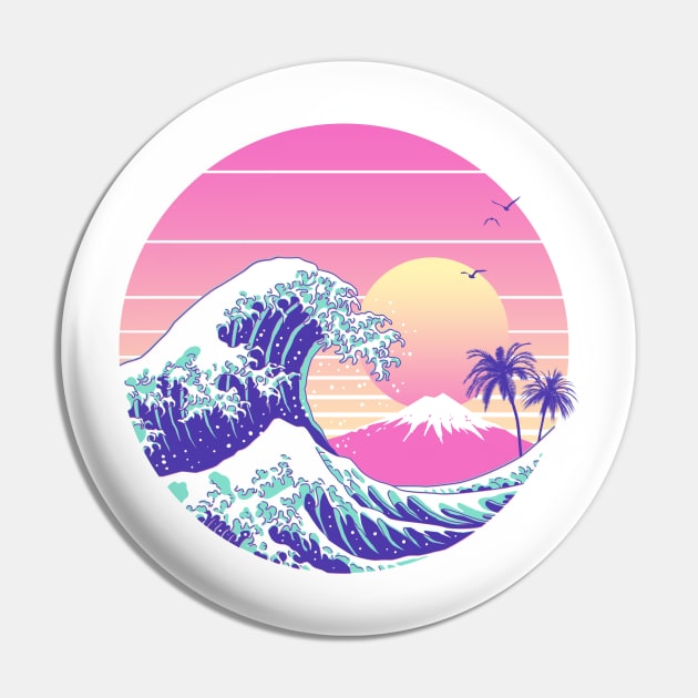 The Great Dream Wave Front and Back Print Pin by Vincent Trinidad Art