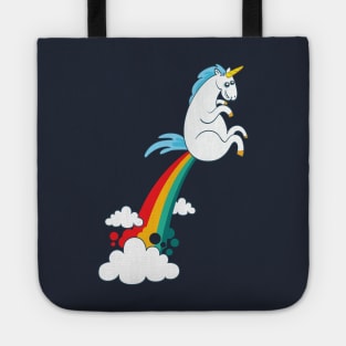 funny unicorn fart rainbow cloud Tote